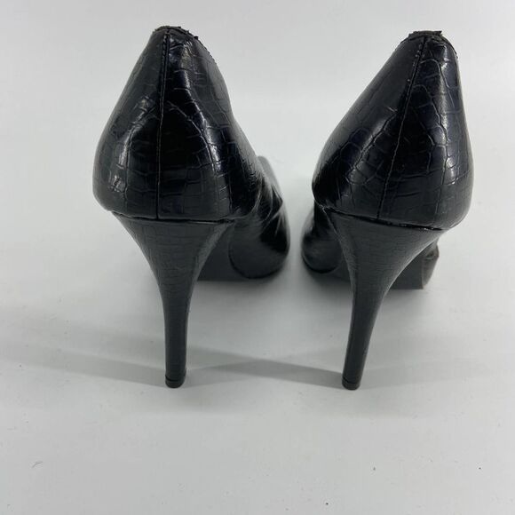 Colin Stuart black embossed pointed toe stiletto heel womens 9 - Picture 4 of 7